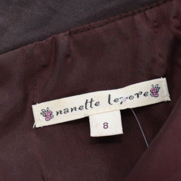 NANETTE LEPORE BROWN SILK DRESS SIZE 8 - Picture 6 of 6